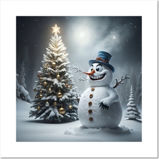 Scary smiling snowman Posters and Art